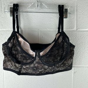Torrid Lace And Mesh Black/nude Bra Sz 2